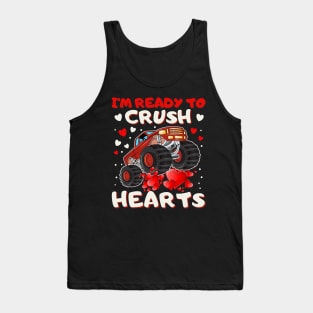 Valentines Day Monster Truck Boys Toddler I Crush Hearts Monster Truck Boys Toddler I'm Ready to Crush Hearts Tank Top